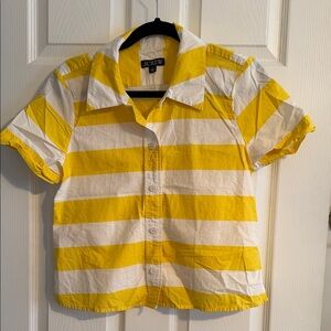 J. Crew Yellow & White Striped Short-Sleeve Button-Down Shirt